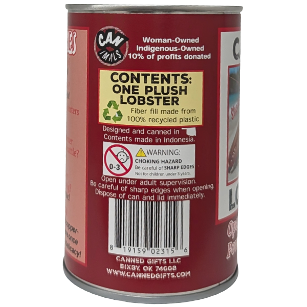 Sheldon the Canned Lobster - Eco-Friendly Plush w/Jokes