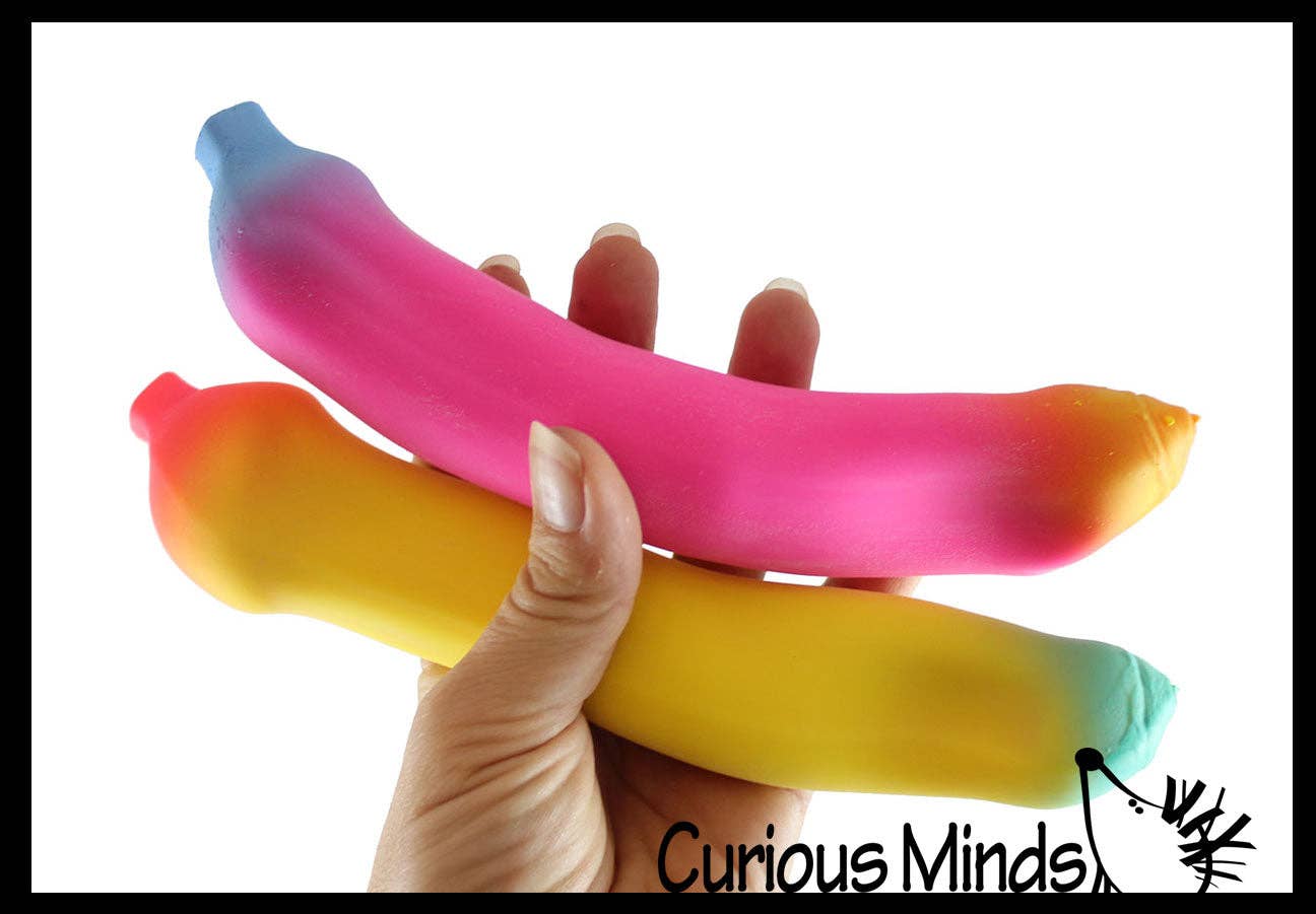 1 Random Rainbow Colored Squishy Sand Banana Toy