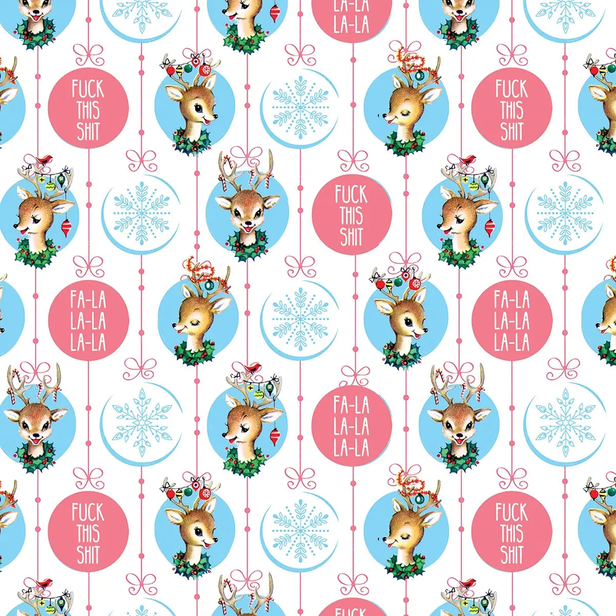 Fuck This Shit Reindeer Gift Wrapping Paper Roll of 3 Sheets