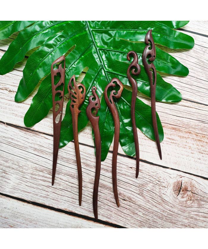 DK Hawaii - Handmade Carved Wooden Hair Stick