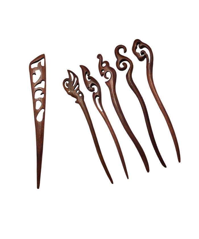 DK Hawaii - Handmade Carved Wooden Hair Stick