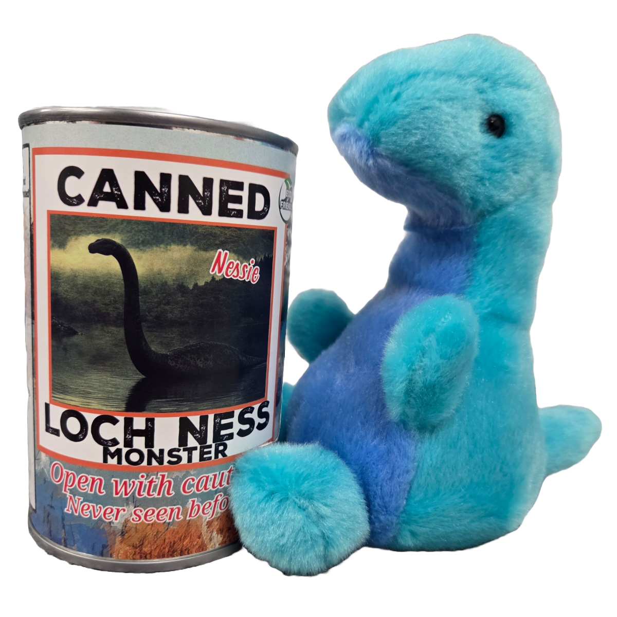 Canned Loch Ness Monster | Stuffed Plush in a Can