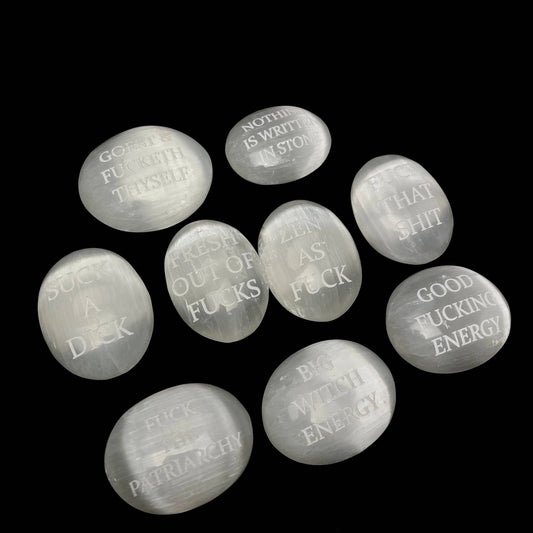 Humorous Selenite Palm Stone | Choose your favorite | (6-7cm)