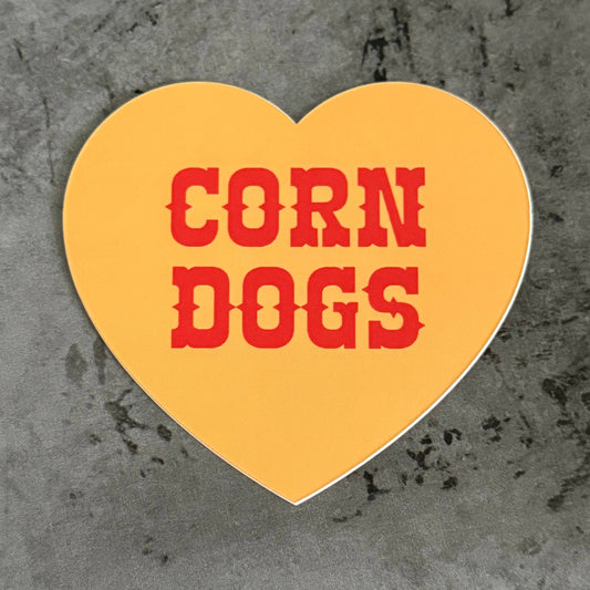 The Silver Spider - Corn Dogs fair foods vinyl Heart Sticker restaurant gifts