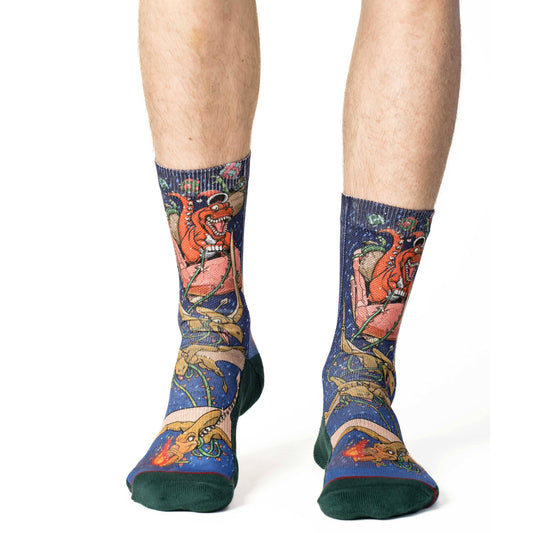 Men's Santa Tyrannosaurus Rex Christmas Socks