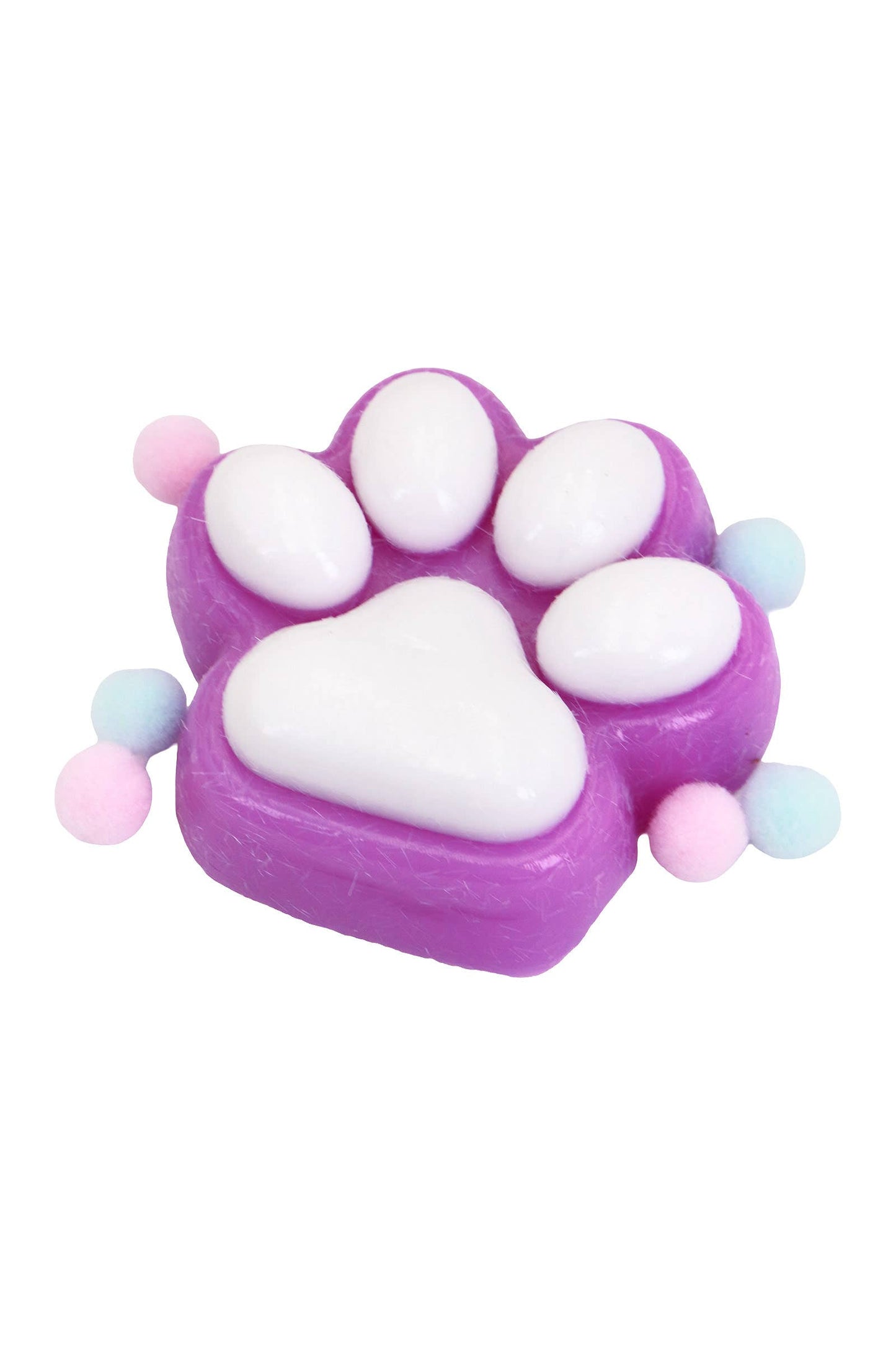 Animal Paw Lightly Flocked Pom Pom Sticky Mochi Squishy Bag -1PC