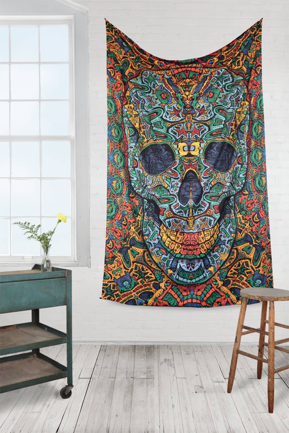 Sunshine Joy - 3D Tapestry Psychedelic Skull Hanger Packaged Tapestries