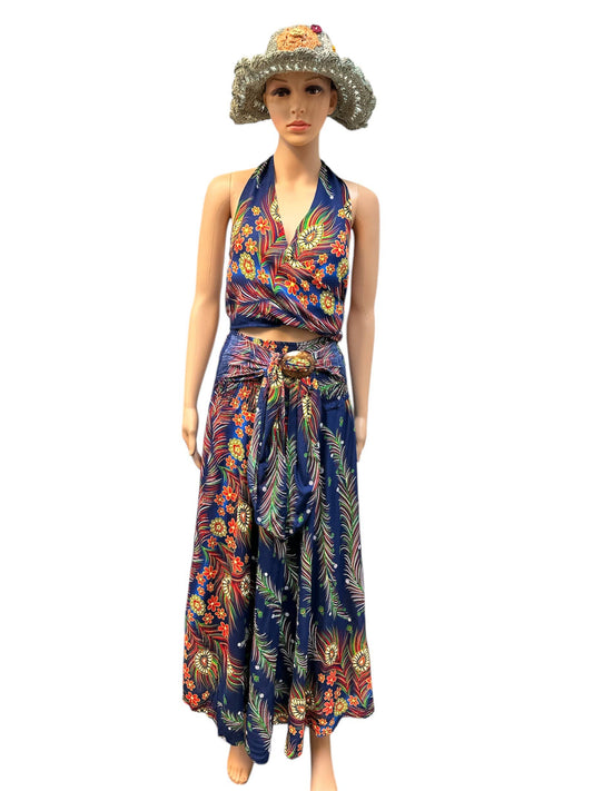 Rising International Inc - Rayon Golden Floral Skirt and Top Set KTY429