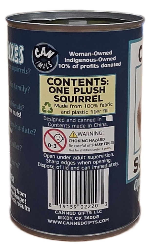 Canned Squirrel | Stuffed Animal Plush | Funny Jokes