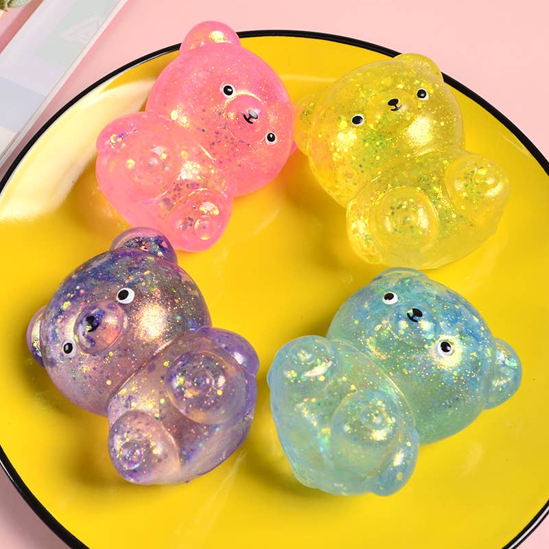 Cute Mini Glitter Bear Squishy Squeeze Toy