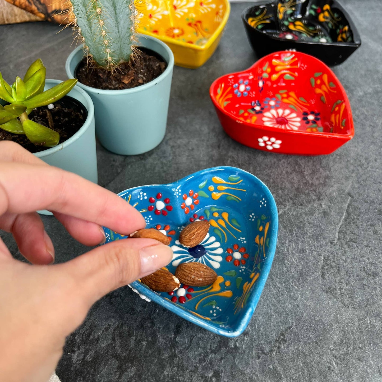 Umays Boho - Heart Shaped Trinket Dish, Pinch Bowls, Cute Kitchen Decor