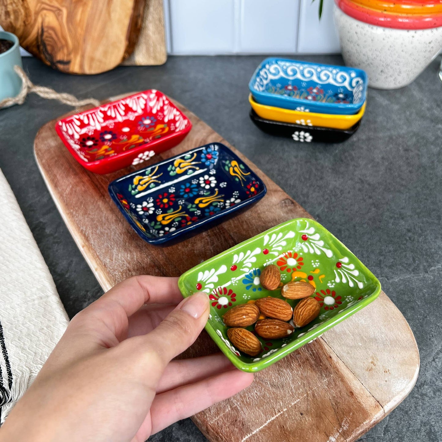 Umays Boho - Handpainted Ceramic Bowls, Colorful Bowl, Cute Trinket Dish