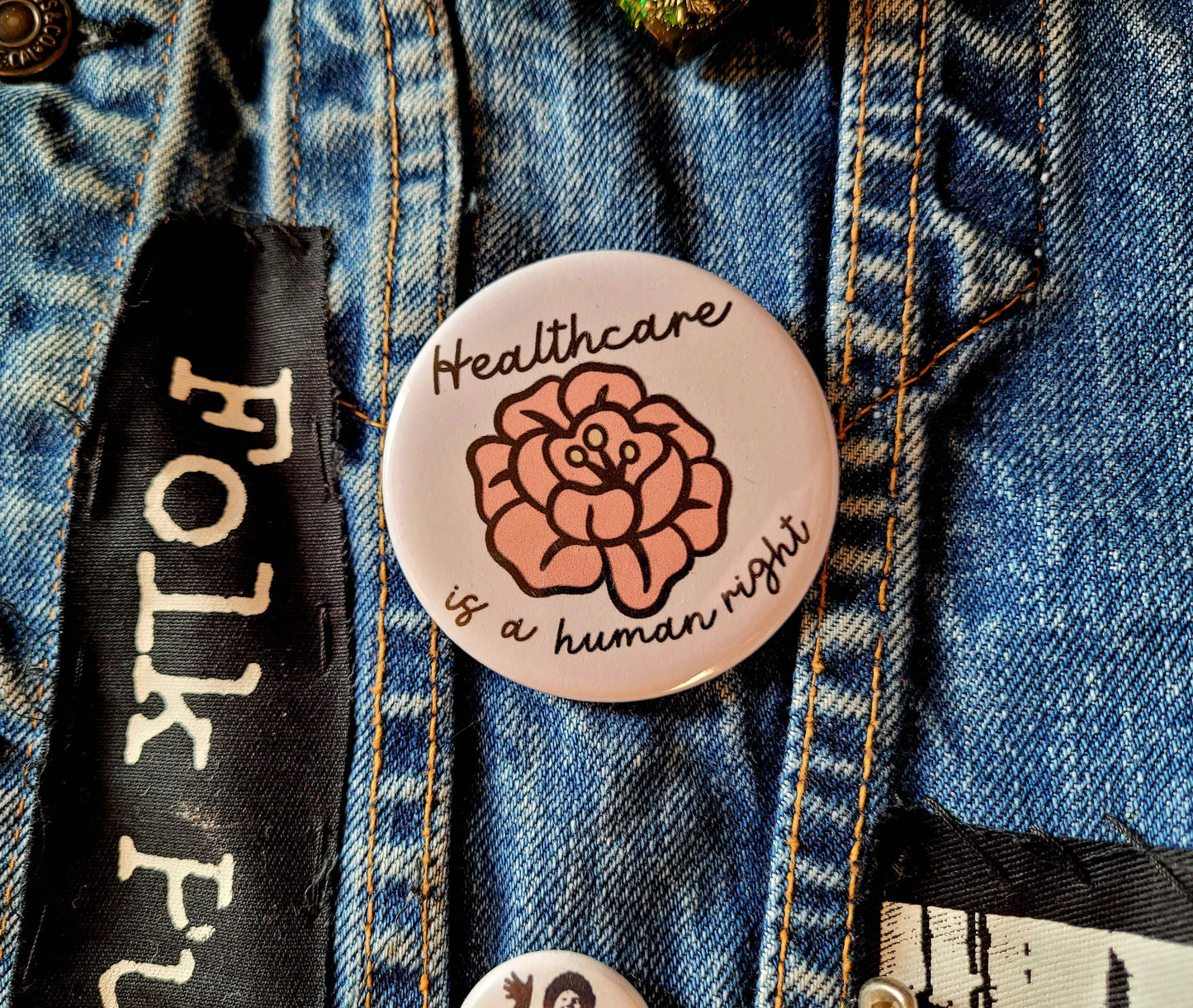 Femmearchist - Healthcare is a Human Right Two Inch Button