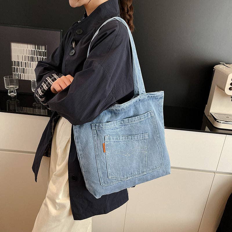 Ekartini - Women's Denim Tote Bag Large Capacity Crossbody Shopper