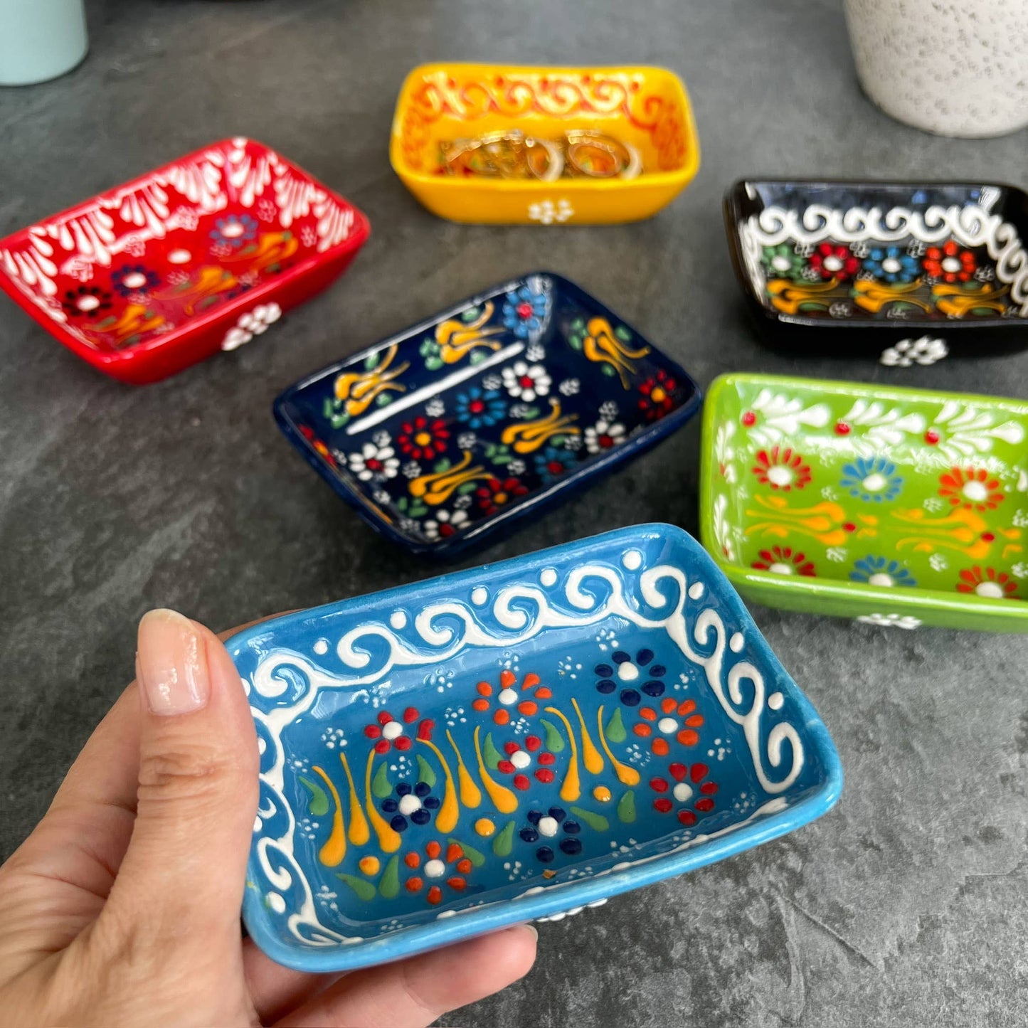 Umays Boho - Handpainted Ceramic Bowls, Colorful Bowl, Cute Trinket Dish