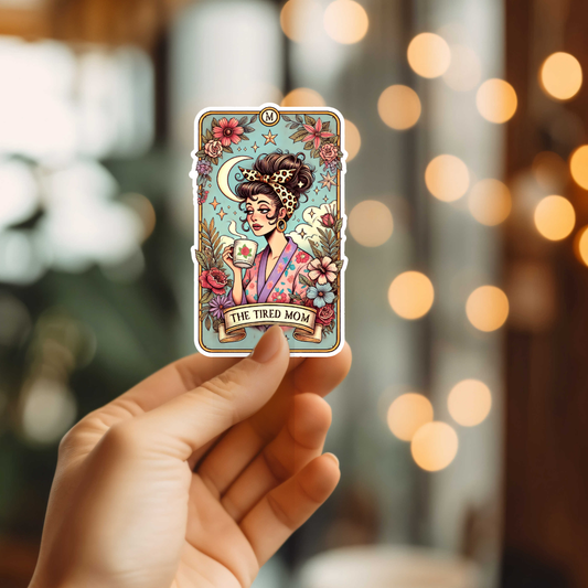 Tired Mom Tarot Vinyl Sticker