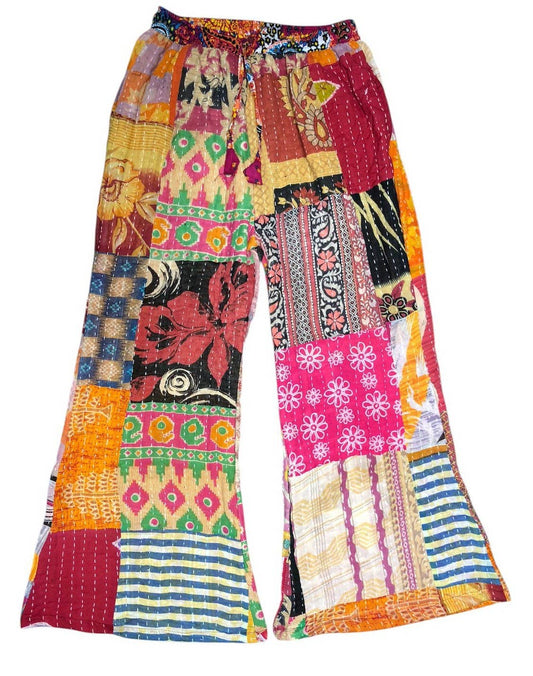 Rising International Inc - Cotton Multi Patch Wide Leg Palazzo Kantha Pan R26001
