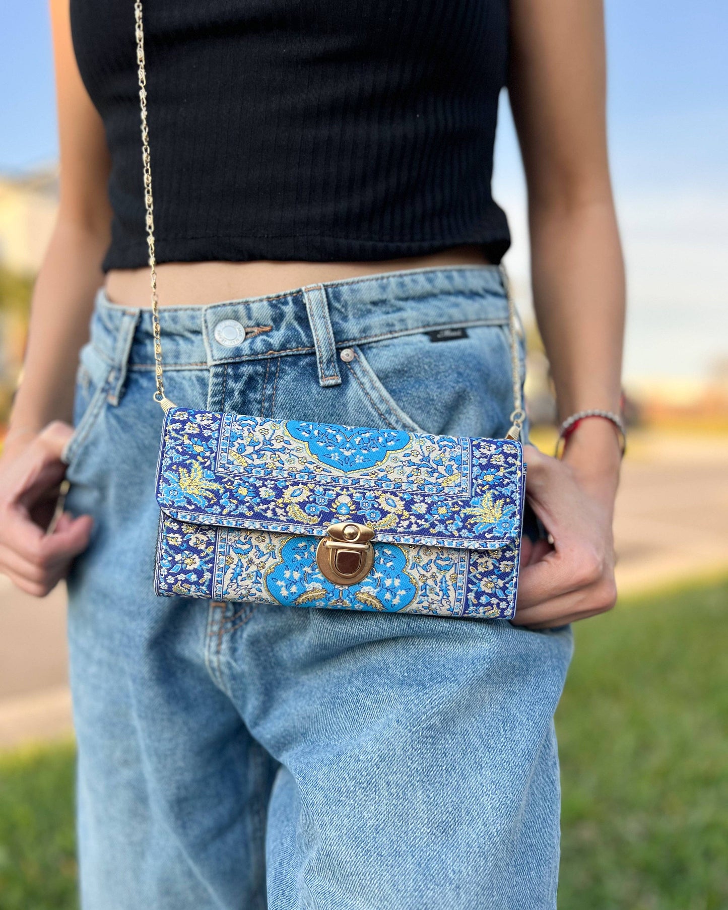 Umays Boho - Rug Design Crossbody Bag, Boho Shoulder Bag