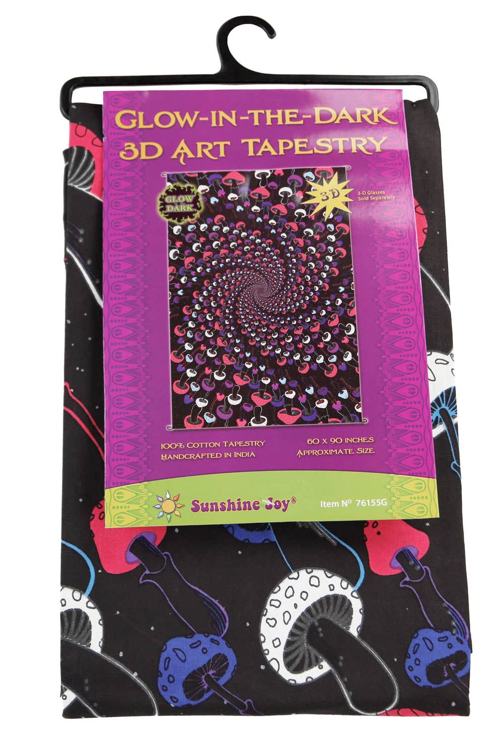 Sunshine Joy - 3D Glow in the Dark Tapestry Mushroom Spiral Tapestries