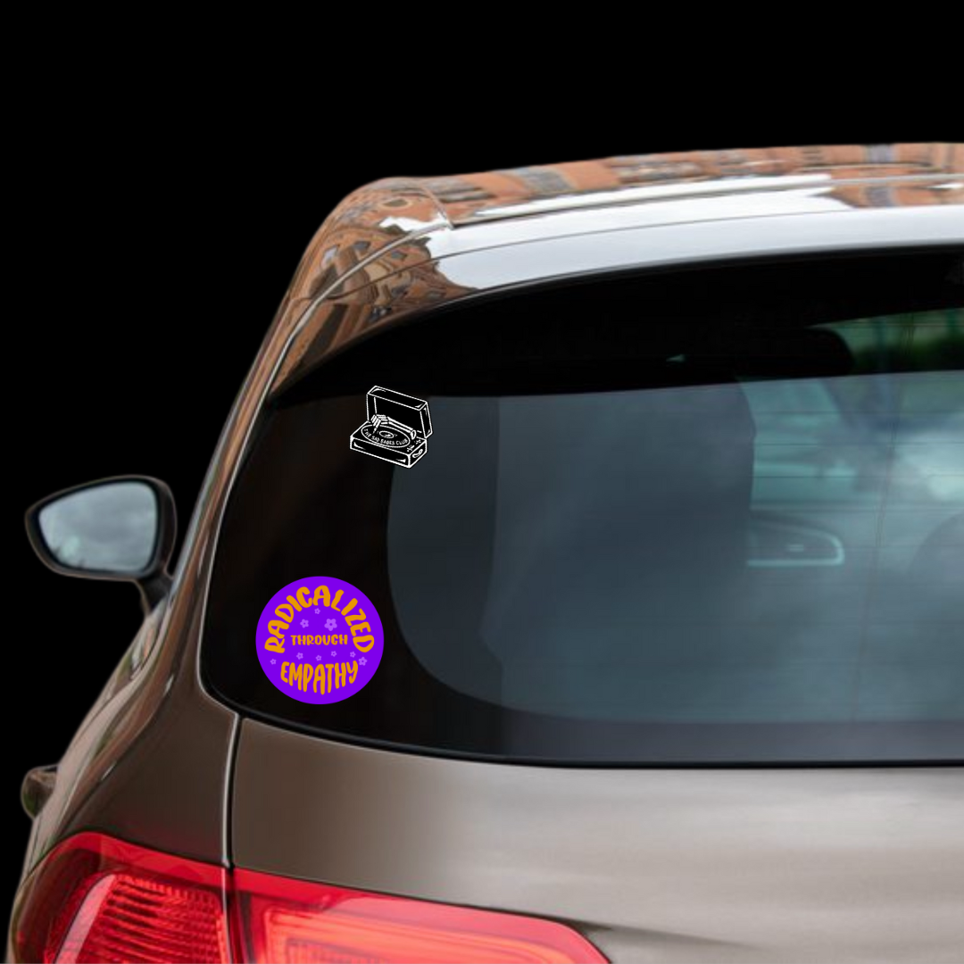 Radicalized through empathy round sticker