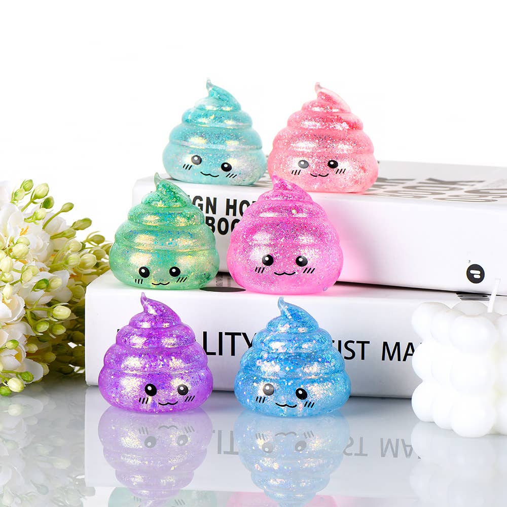 Maltose Glitter smiley Poop Squeeze Toy squishy fidget toy 1PC