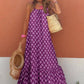 Ekartini - Flounce Print V-Neck Loose Maxi Dress