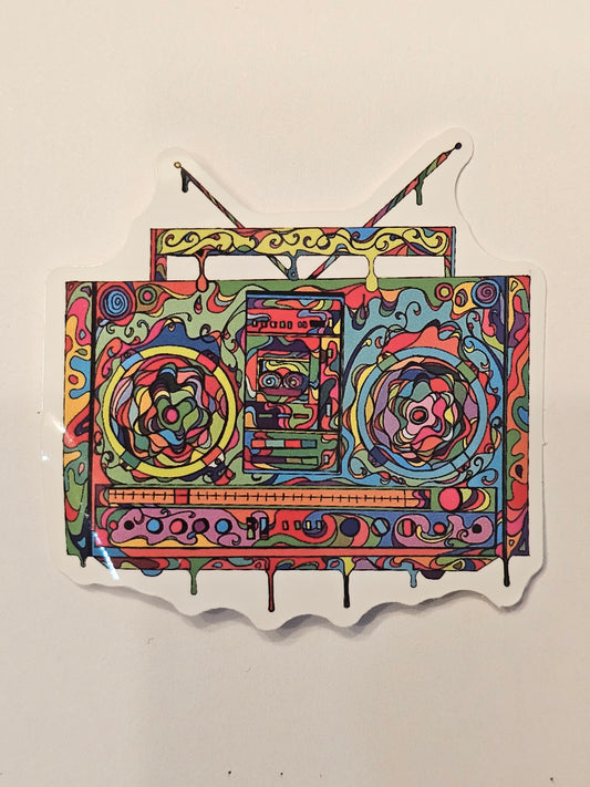 Psychedelic Boombox Sticker