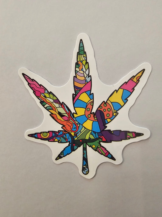 Psychedelic Pot Leaf Sticker