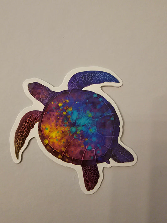 Galaxy colors sea turtle sticker