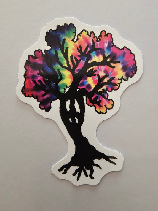 Tie dye tree sticker