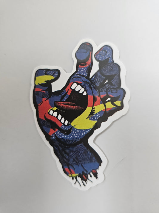 Screaming hand sticker