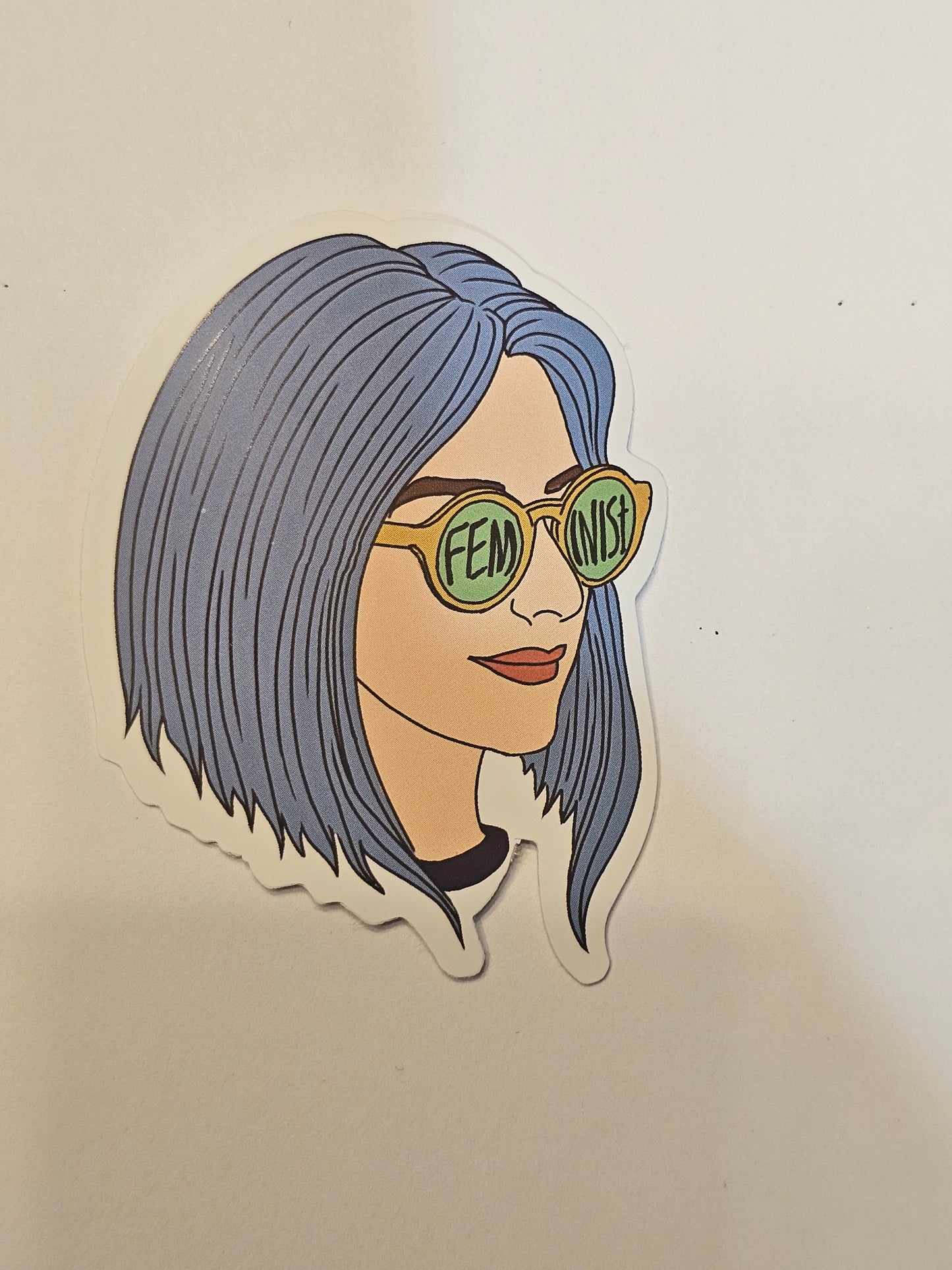 Feminist Blue Hair Sticker