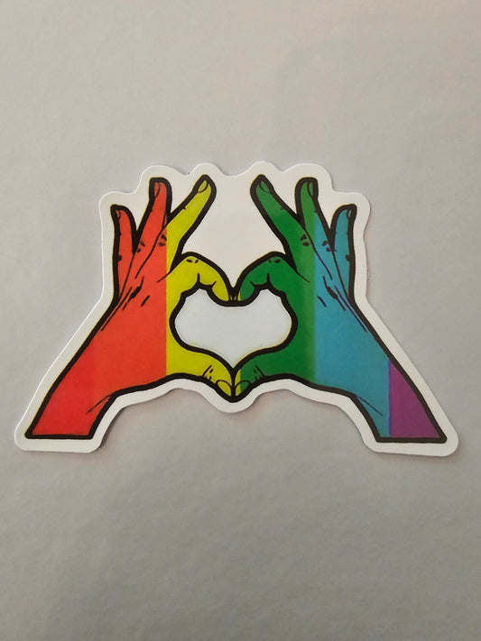 Rainbow Heart Hands Sticker