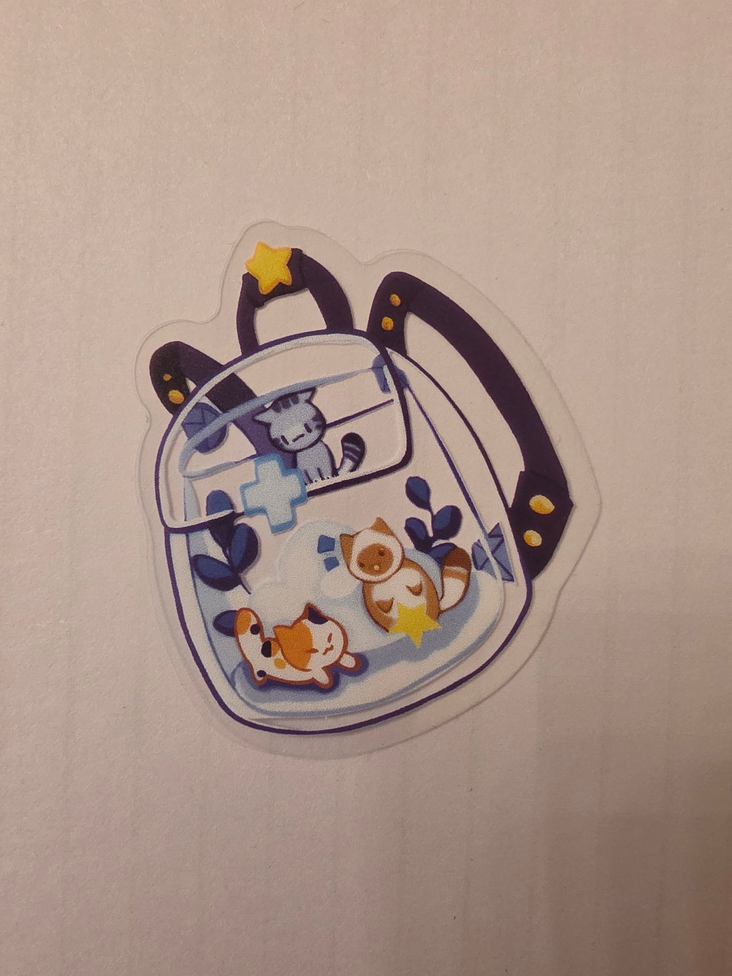 Transparent kitty backpack sticker