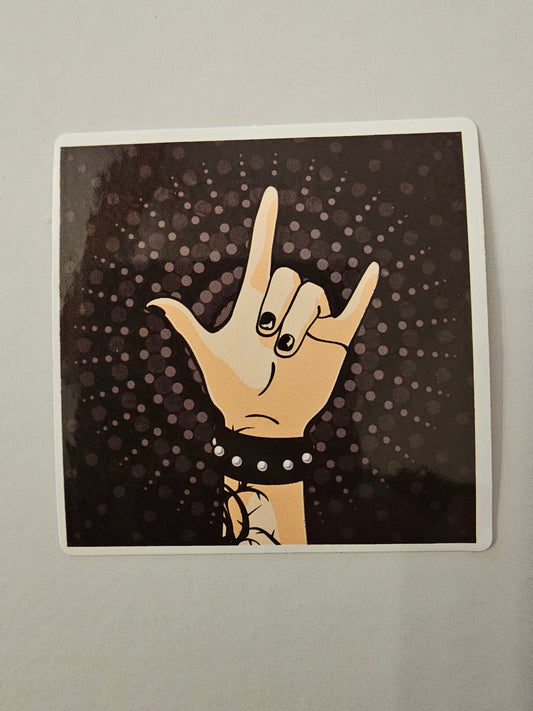 Metal Hand Square Sticker
