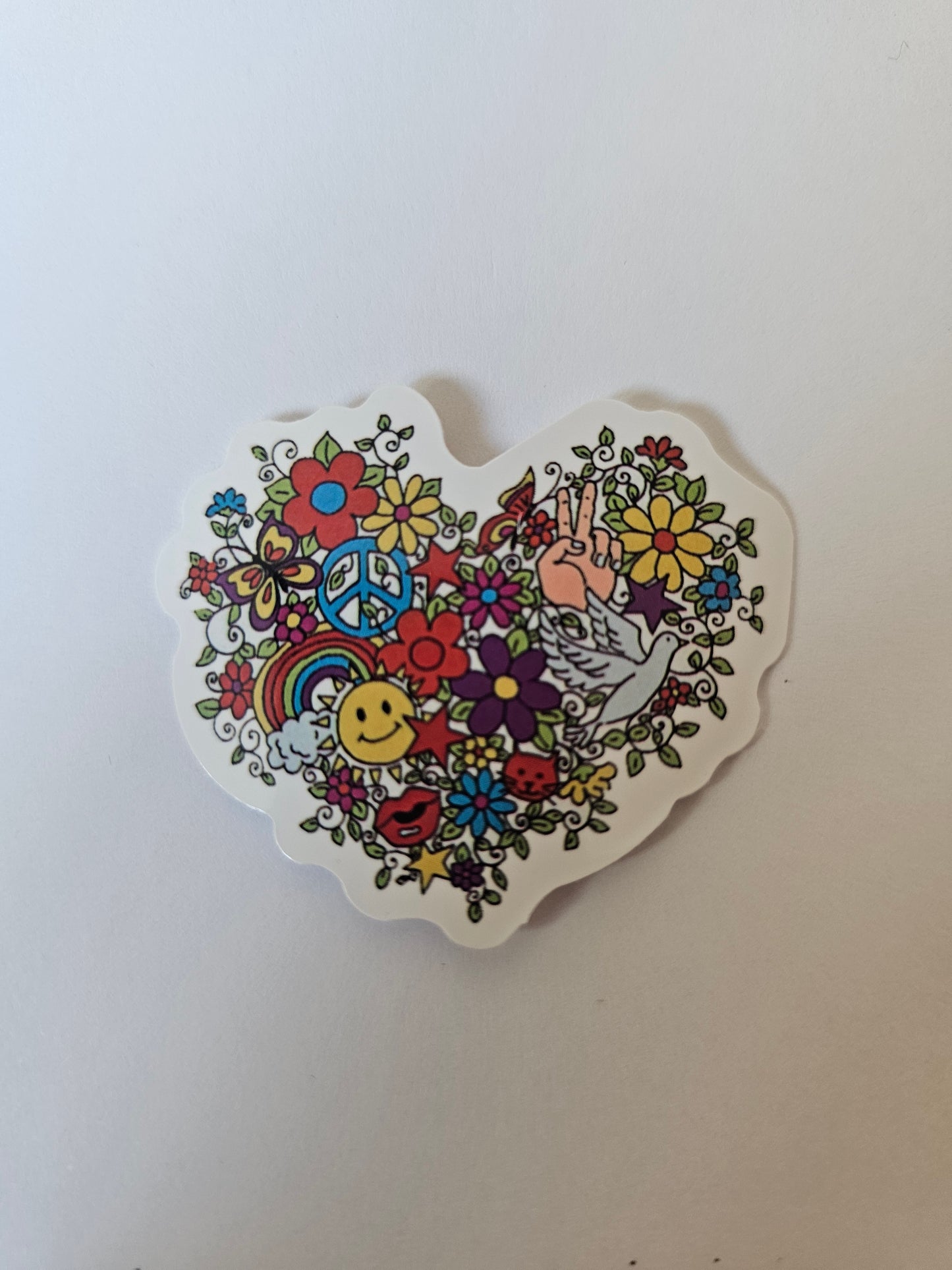 Hippie Heart Floral Sticker