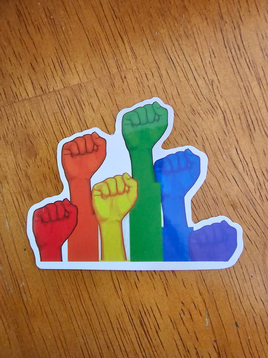 Rainbow Fists Sticker