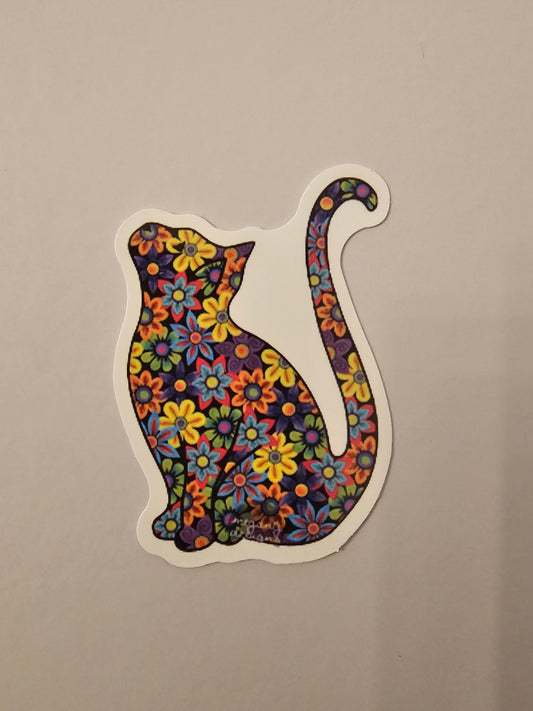 Floral Cat Sticker