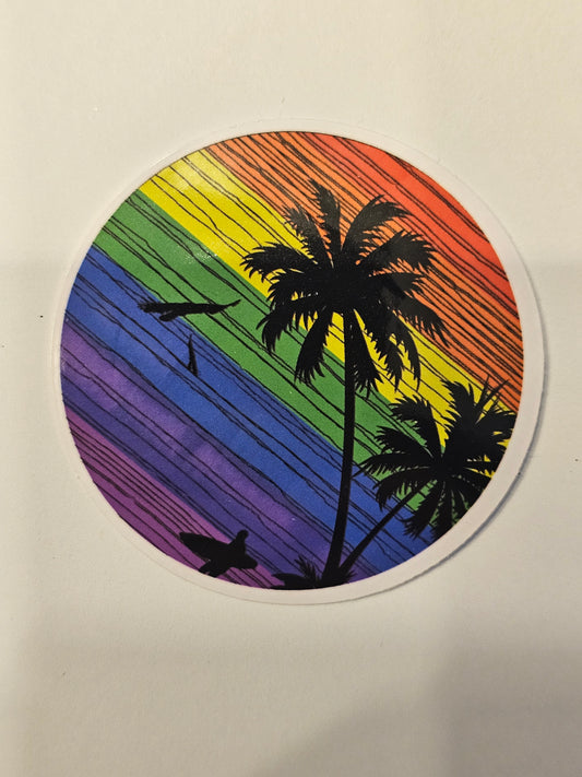 Rainbow Palms Sticker