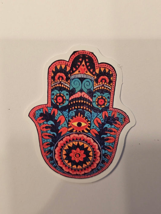 Orange and blue Hamsa Sticker