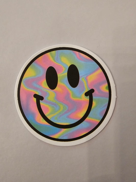 Rainbow swirl Smiley Sticker