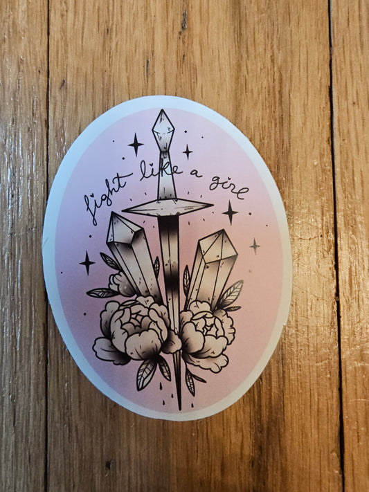 Fight Like A Girl Oval Sticker