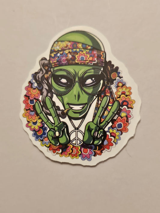Alien Hippie Sticker
