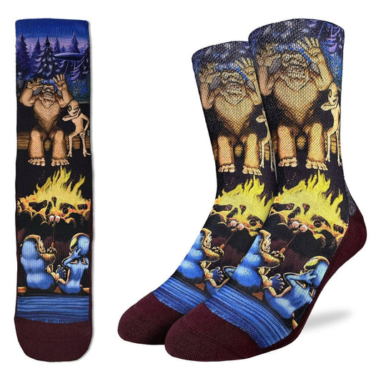 Men's Bigfoot Camping With aliens socks