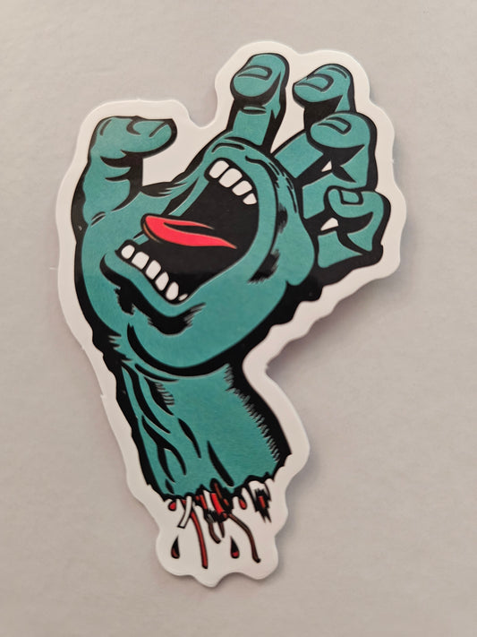 Teal Screaming Hand Sticker