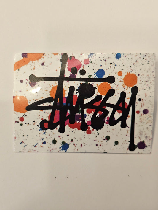Stussy White Background Splatter Sticker