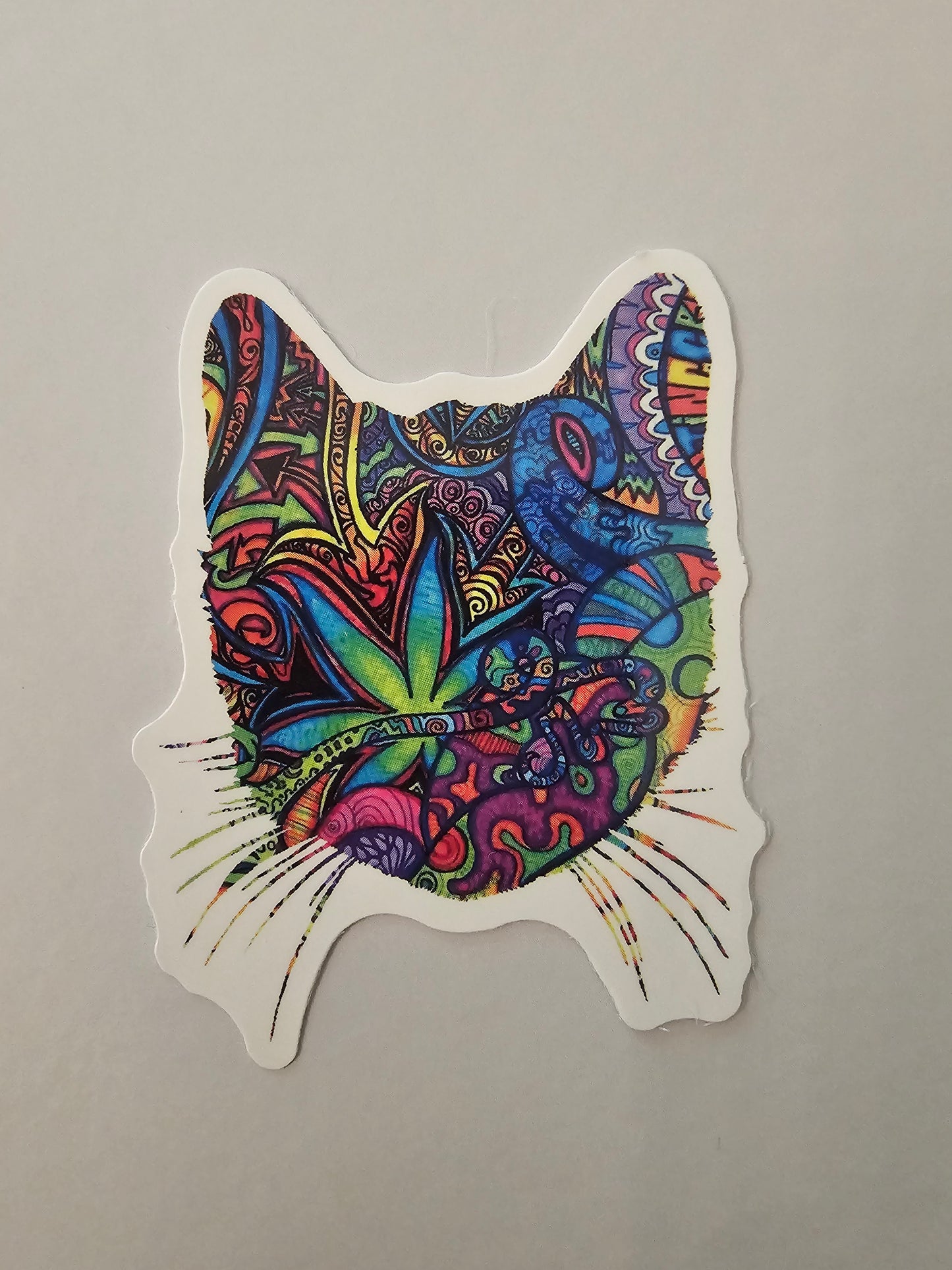 Psychedelic cat sticker