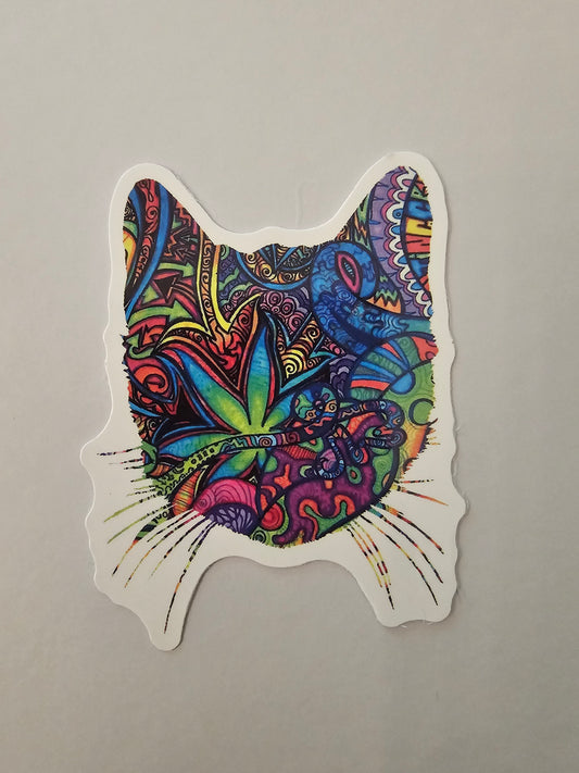 Psychedelic cat sticker