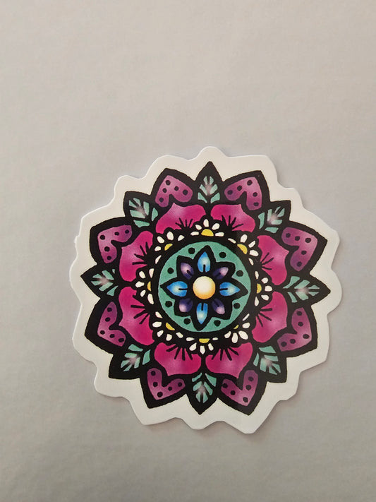 Pink and Blue Mandala Flower Sticker