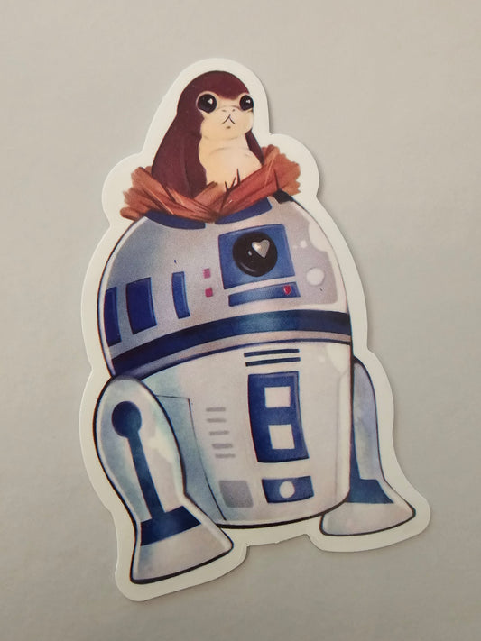 Porg and R2D2 Sticker